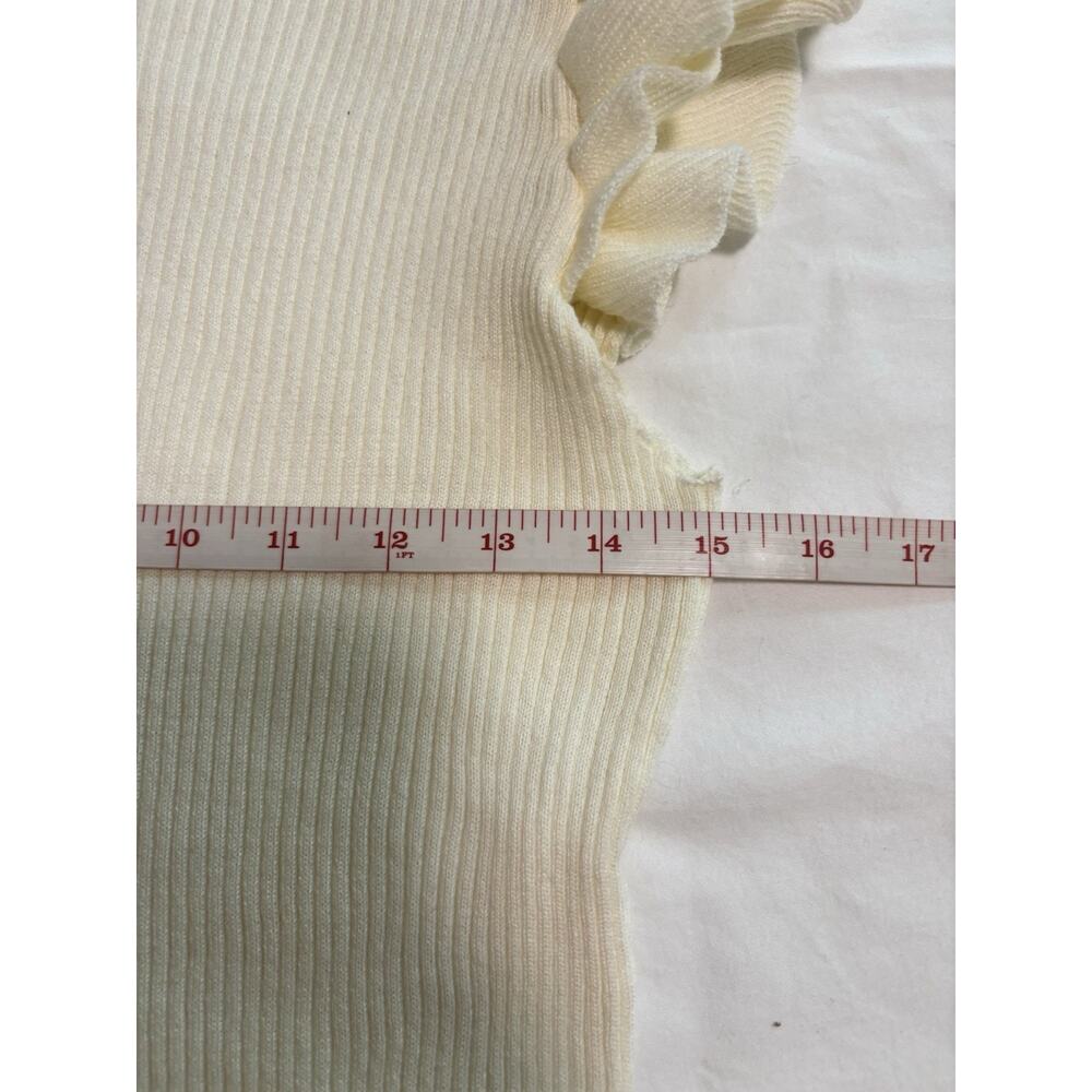White Birch Sleeveless Ruffle Top Ribbed Stretch Cream Mock Neck Plus Size 2X - Picture 5 of 6